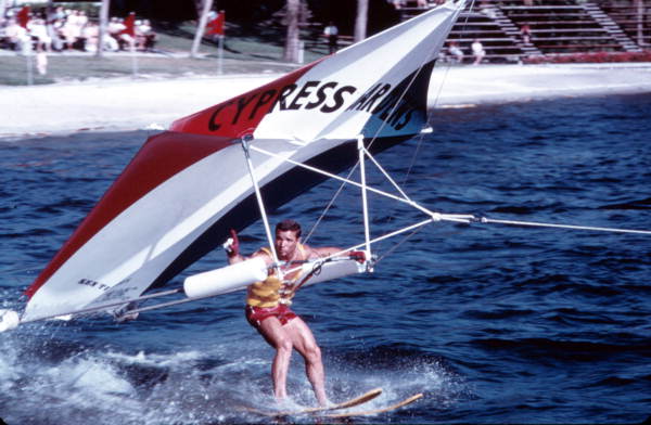 Unidentified kite skier performs - Winter Haven, Florida
