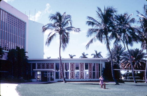 Backside of the main grandstand and club house at Gulfstream Park - Hallendale Beach, Florida