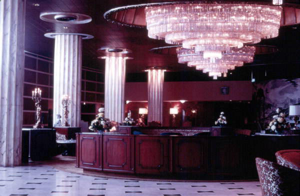 View of the lobby of the Fontainebleau Hotel - Miami Beach, Florida.