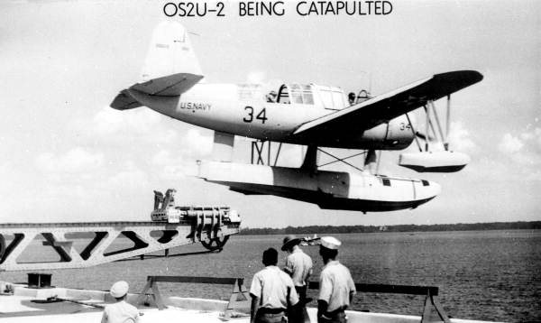 OS2U-2 being catapulted by the Naval Air Station in Jacksonville