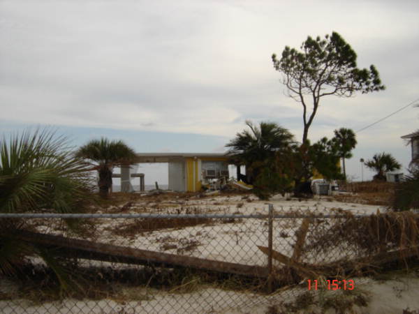 View of house damaged by Hurricane Dennis - Alligator Point, Florida