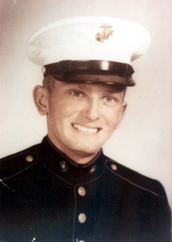 Portrait of Metro-Dade Police Department officer Earl Lee Johnson in his United States Marine uniform.