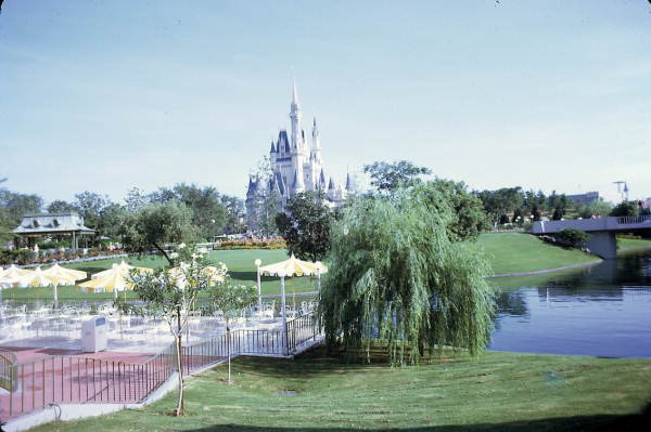 View of Cinderella's Castle and the picnic area - Orlando, Florida .