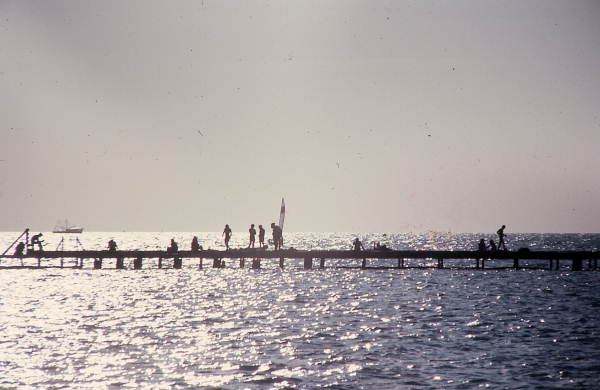 Visitors enjoy the pier