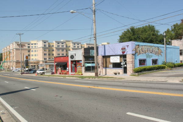 View of commercial buildings on West Gaines Street - Tallahassee, Florida.