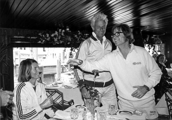 Tennis celebrity Bobby Riggs (right) meeting people - Fort Lauderdale, Florida