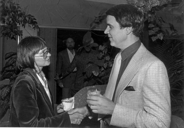 Celebrity impersonator Rich Little with an unidentified woman - Fort Lauderdale, Florida.