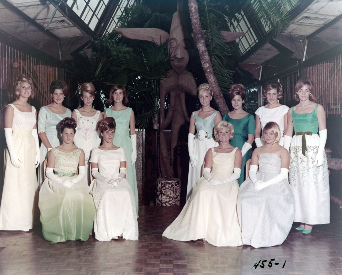 Group portrait of Pine Crest School students dressed up for an unidentified event - Fort Lauderdale, Florida