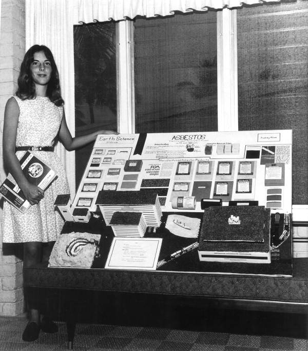 Pine Crest School student Audrey Kline with her 8th grade Earth science project about asbestos - Fort Lauderdale, Florida