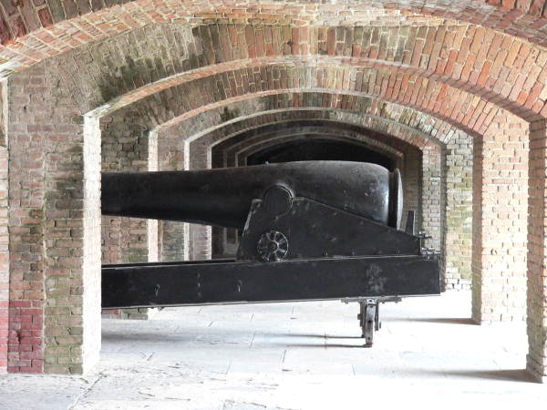 View of a cannon inside the fort - Key West, Florida .