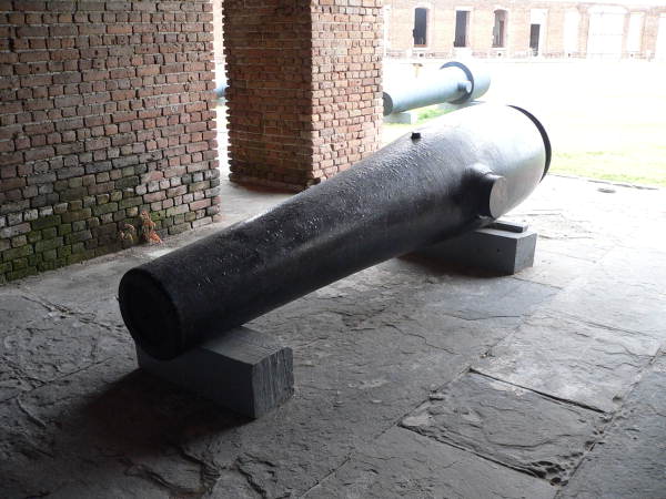 View of a cannon inside the fort - Key West, Florida .