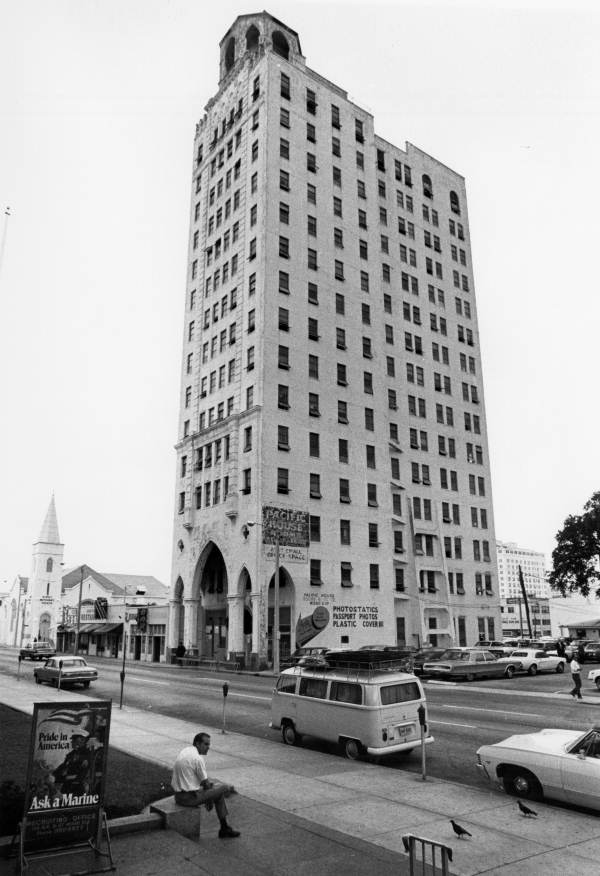 Pacific House hotel prior to being demolished to make room for construction of the Miami-Dade Community College Mitchell Wolfson New World Center Campus.