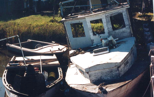 Boats docked in the canal - Horseshoe Beach, Florida
