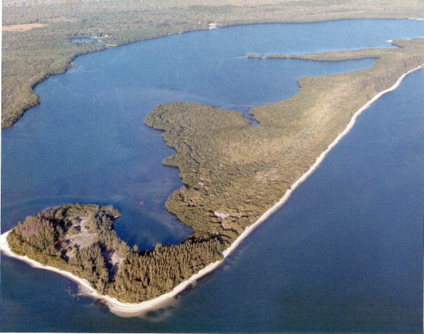 Aerial view of Point Blanco Island at Bokeelia - Lee County, Florida.