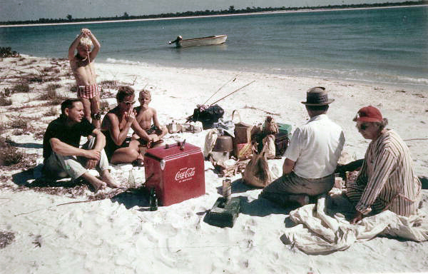 People picnicking on the beach at Cayo Costa island - Lee County, Florida.
