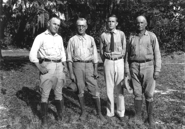 Group portrait of unidentified men at C.C.C. camp - Bronson, Florida