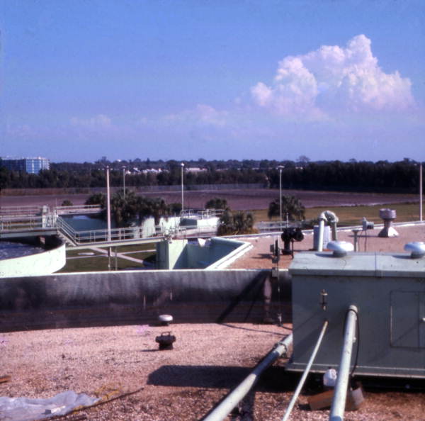 View looking over sewage treatment facility