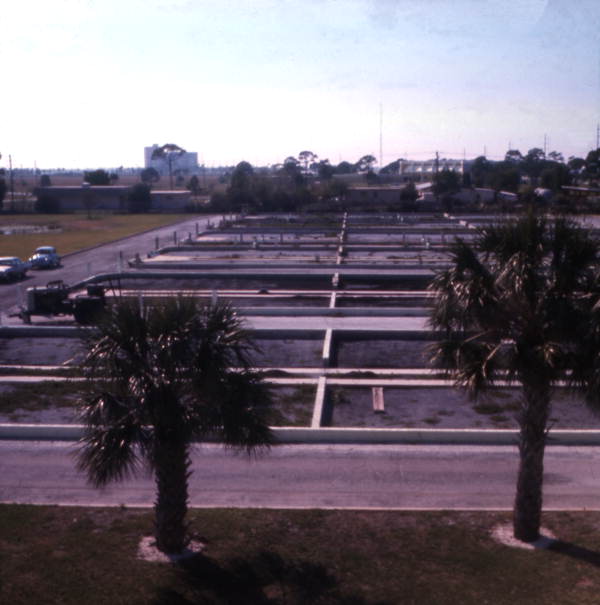 View overlooking part of a sewage treatment facility
