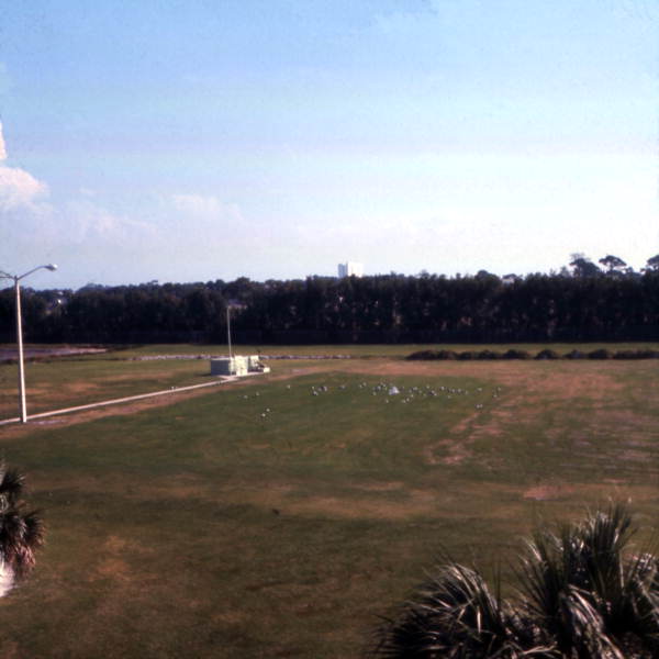 View of the grounds at a sewage treatment facility