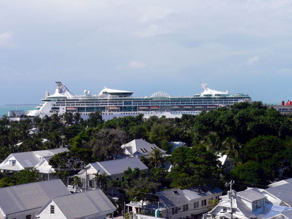 Cruise ship visible from roof of La Concha Hotel.