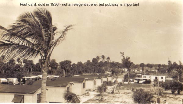 View looking over cottages at the Layton's Cottage, Trailer, and Fishing Park - Riviera Beach, Florida.