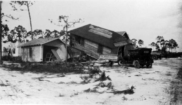 View showing residence damaged by the 1928 hurricane - Fort Lauderdale, Florida.