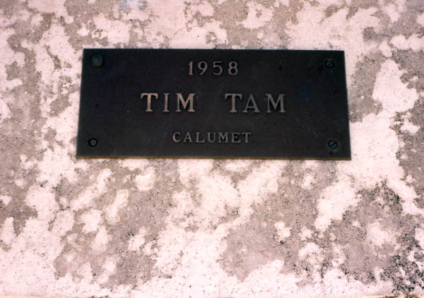 Plaque for Tim Tam at the Hialeah Park racetrack.