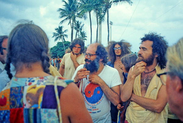 Poet and activist Allen Ginsberg with the protestors - Miami Beach, Florida.