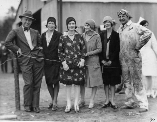 Group portrait of people at the grand opening of Dale Mabry Field in Tallahassee, Florida.