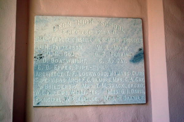 Leon High School commemorative plaque.