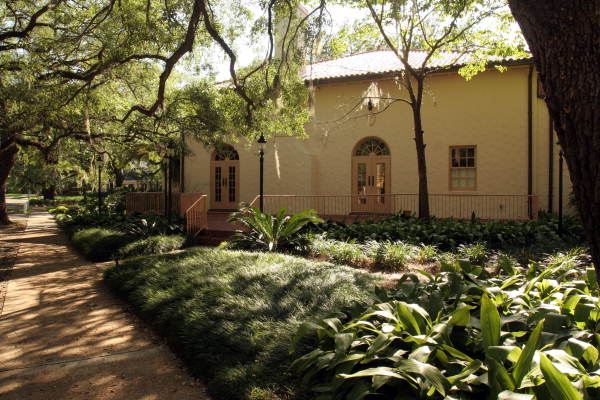 View of the historic Woman's Club of Tallahassee building at 1513 Cristobal Drive in the Los Robles subdivision.