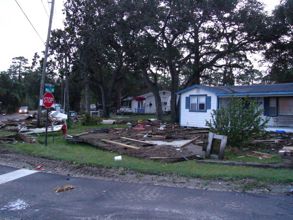 Hurricane Dennis debris at Patton Avenue and Bay Street in Franklin County.
