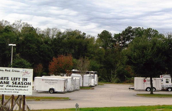 View showing the Capital Area Red Cross trailer parking lot at 2400 W. Tennessee St. in Tallahassee, Florida.