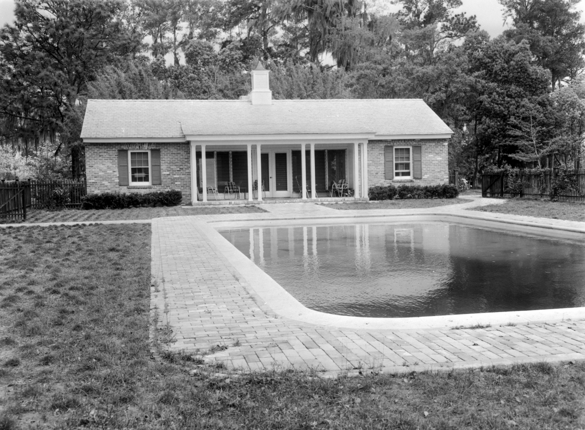 Pool and bathhouse behind Bull Headley's home