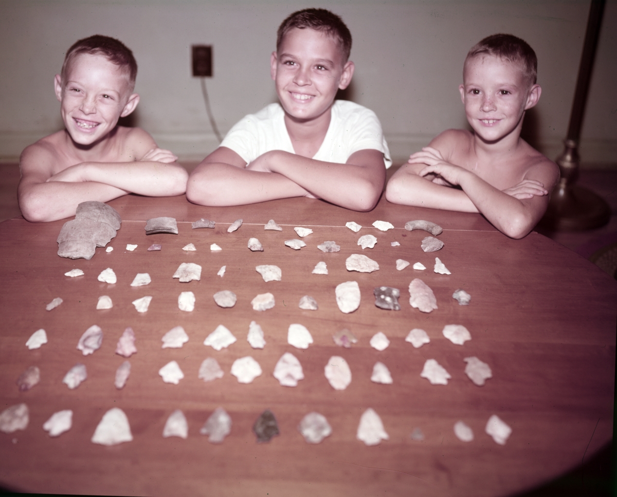 Kerce brothers with arrowheads and spear points