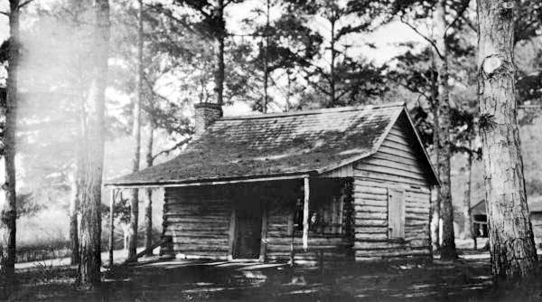 View showing a cabin for employees located near the barn at Killearn Gardens in Tallahassee, Florida.
