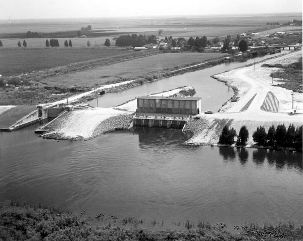 Aerial view of south side of Lake Okeechobee in flood control district - Palm Beach County, Florida.