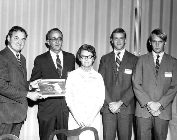 Governor Claude Kirk presenting award to Arthur R. Marshall - Tallahassee, Florida.