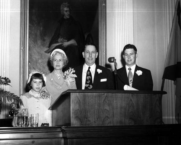 Charley E. Johns with his family at the Florida Senate lecture.