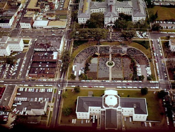 Aerial view of Florida 35th Governor Haydon Burns' inauguration - Tallahassee, Florida.