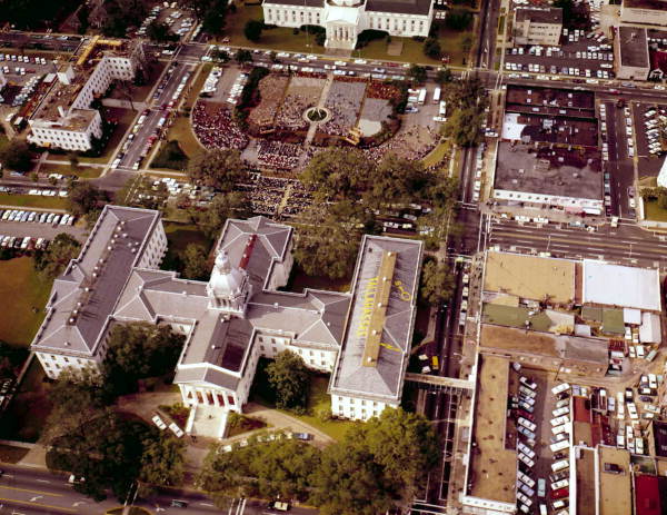 Aerial view of Florida 35th Governor Haydon Burns' inauguration - Tallahassee, Florida.