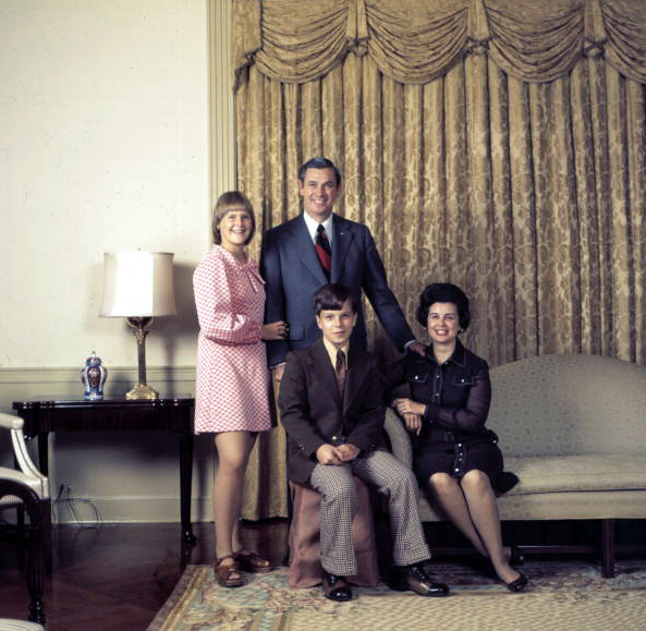 Florida's 37th Governor Reubin Askew and his family pose in the mansion - Tallahassee, Florida.
