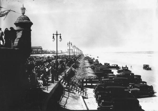 Looking north along the beach where speed races are held - Daytona Beach, Florida