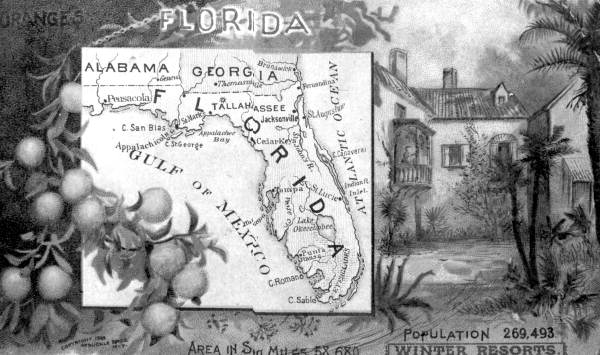 Arbuckle's coffee card with a map of Florida