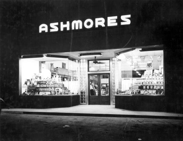 Front of Ashmore's drugstore at night - Tallahassee, Florida.