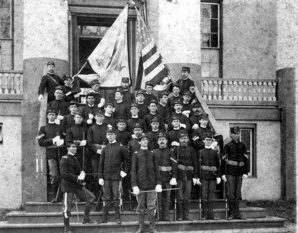 Governor's guards or Leon Guards on steps of capitol - Tallahassee, Florida.