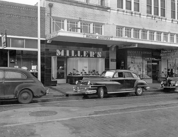 Front of Miller's Bootery on the south side of College between Monroe and Adams - Tallahassee, Florida.