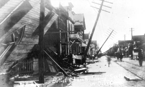 Looking south on Duval Street after the October 11, 1909 hurricane - Key West, Florida.