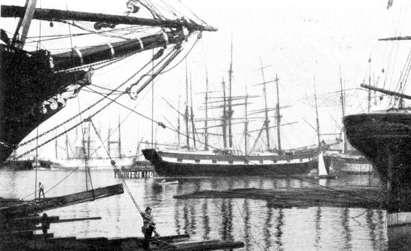 Schooner loading lumber at Pensacola Harbor - Pensacola, Florida.