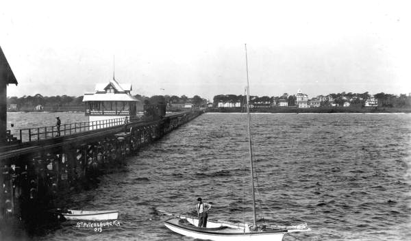 View of the bayfront from the Orange Belt Railway pier extension of Central Avenue - Saint Petersburg, Florida.
